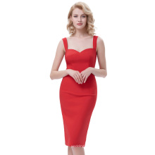 Belle Poque Retro Vintage 1950 sans manches en mousseline de soie décolleté en fourrure Rouge Bodycon crayon cravate BP000386-1